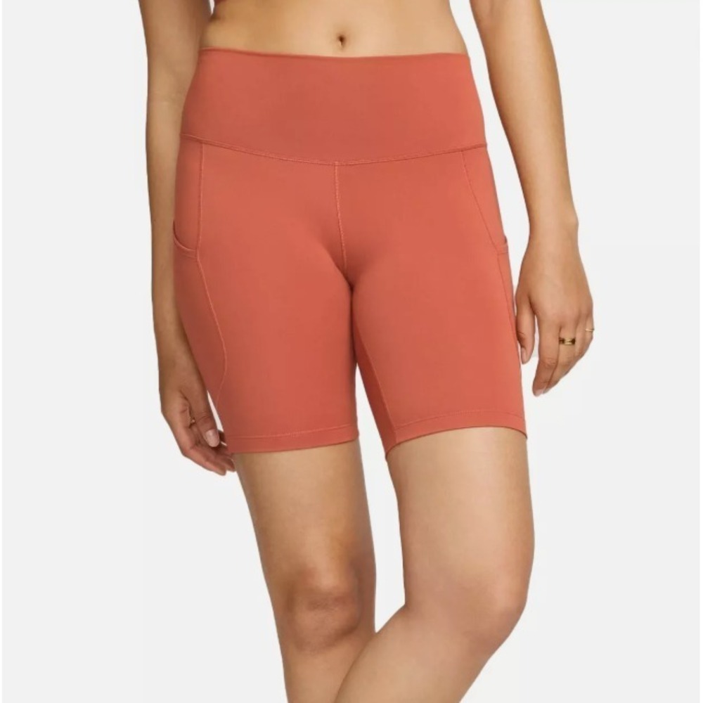 Nike One® (Women's SMALL) High-Waisted 8" Biker Shorts w/ Pockets, Burnt Sunrise